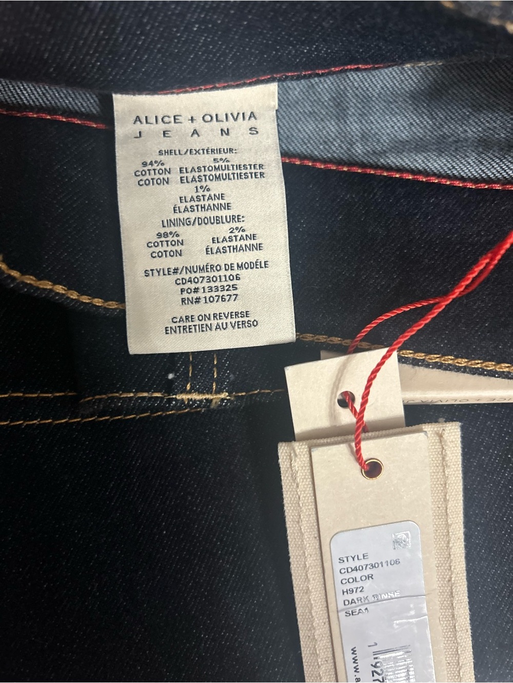 NWT Alice + Olivia High-Rise Black Flared Women's Jeans Size 28 # 2002 - Picture 6 of 6